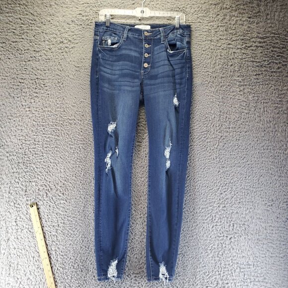 Kancan Jeans Womens Size 11/29 Blue Skinny Button Fly Stretch Denim - Picture 1 of 11
